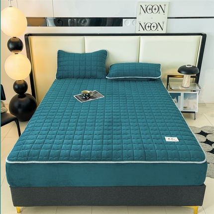 恒爱家纺 2024新款A类良品牛奶绒夹棉床笠 良品-青翠绿