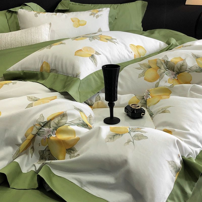 91家纺网 家纺一手货源 找家纺 金麦家纺 2024新款全棉数码印花四件套系列 绿意