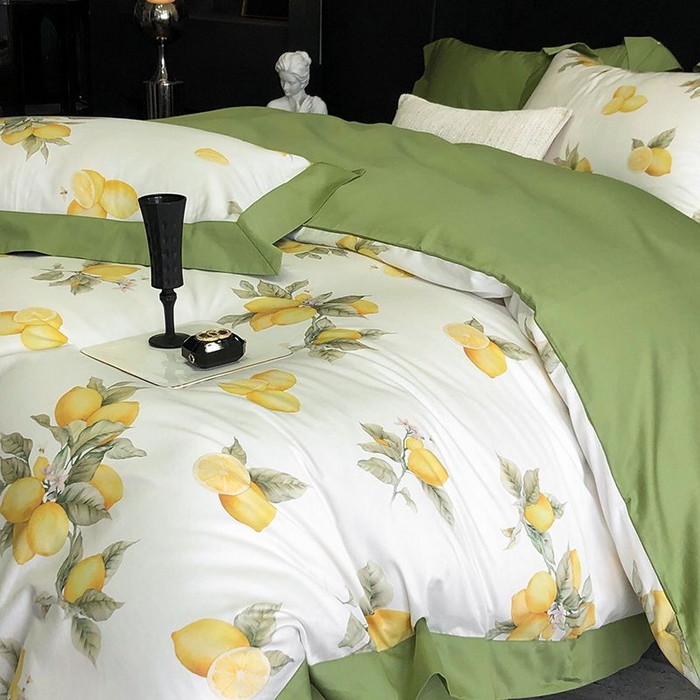 91家纺网 家纺一手货源 找家纺 金麦家纺 2024新款全棉数码印花四件套系列 绿意