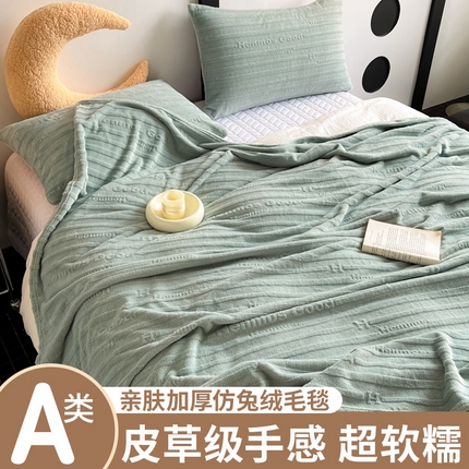 91家纺网 家纺一手货源 找家纺 （总）佰亿莱 2024新款仿兔绒毛毯盖毯毯子