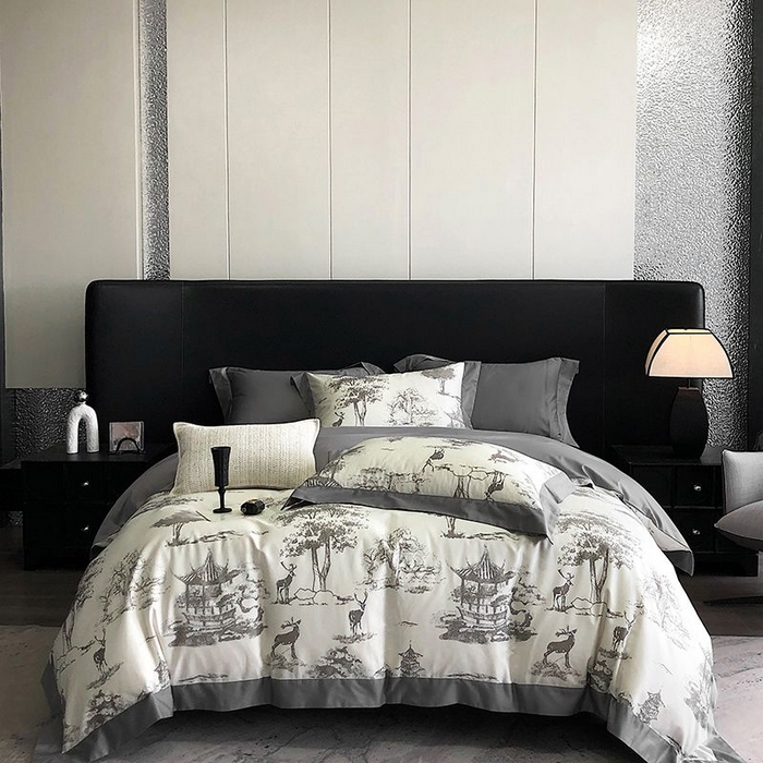 91家纺网 家纺一手货源 找家纺 金麦家纺 2024新款全棉数码印花四件套系列 克洛伊