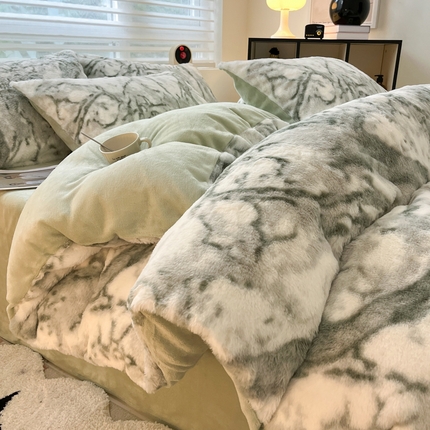 91家纺网 家纺一手货源 找家纺 （总）金爱家 2024新款立体牛奶绒兔毛绒印花四件套