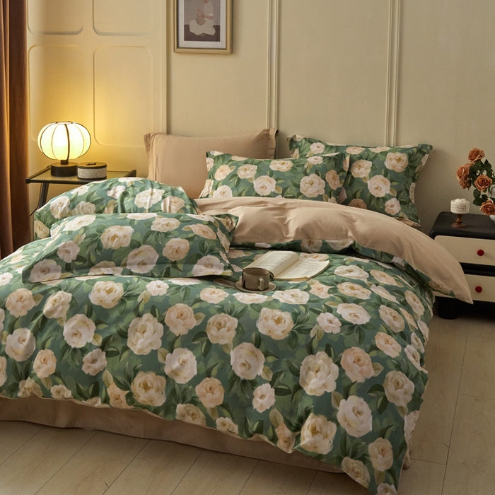 91家纺网 家纺一手货源 找家纺 涵宸家纺 2024新款加厚全棉磨毛印花四件套--罗马系列 F花田