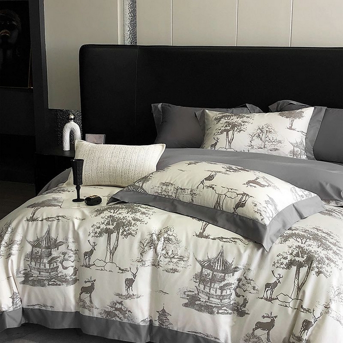 91家纺网 家纺一手货源 找家纺 金麦家纺 2024新款全棉数码印花四件套系列 克洛伊