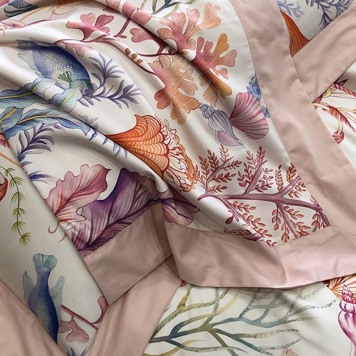 91家纺网 家纺一手货源 找家纺 金麦家纺 2024新款全棉数码印花四件套系列 梦田