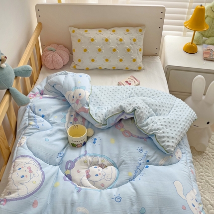 91家纺网 家纺一手货源 找家纺 （总）沁童儿童用品店 2024新款水洗双层纱儿童豆豆被被子被芯