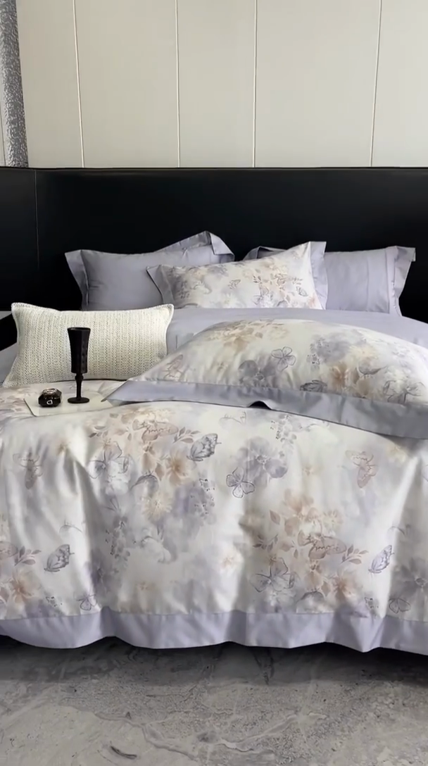 91家纺网 家纺一手货源 找家纺 金麦家纺 2024新款全棉数码印花四件套系列 花漾