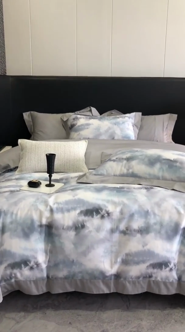 91家纺网 家纺一手货源 找家纺 金麦家纺 2024新款全棉数码印花四件套系列 繁苏