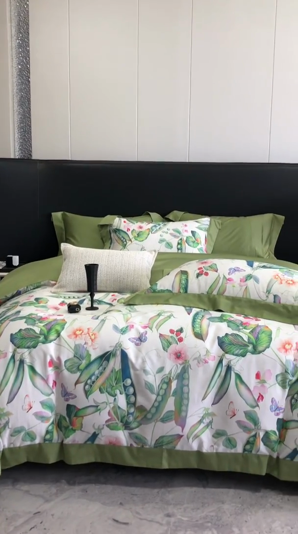 91家纺网 家纺一手货源 找家纺 金麦家纺 2024新款全棉数码印花四件套系列 夏语