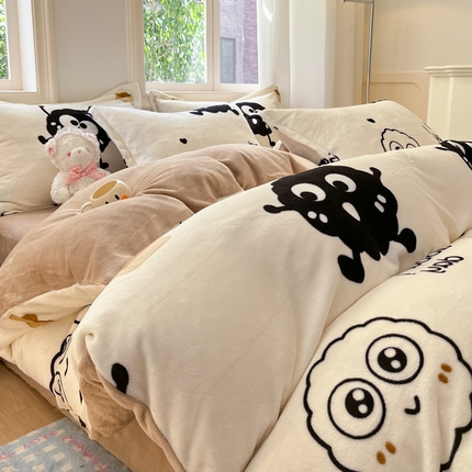 91家纺网 家纺一手货源 找家纺 （总）沐慕 2024新款200g加厚牛奶绒四件套