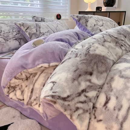 91家纺网 家纺一手货源 找家纺 （总）金爱家 2024新款立体牛奶绒兔毛绒印花四件套