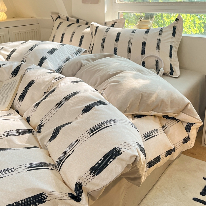 91家纺网 家纺一手货源 找家纺 涵宸家纺 2024新款加厚全棉磨毛印花四件套--罗马系列 D简格