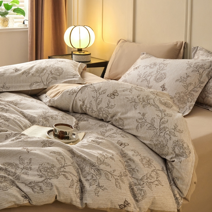 91家纺网 家纺一手货源 找家纺 涵宸家纺 2024新款加厚全棉磨毛印花四件套--罗马系列 F漫春