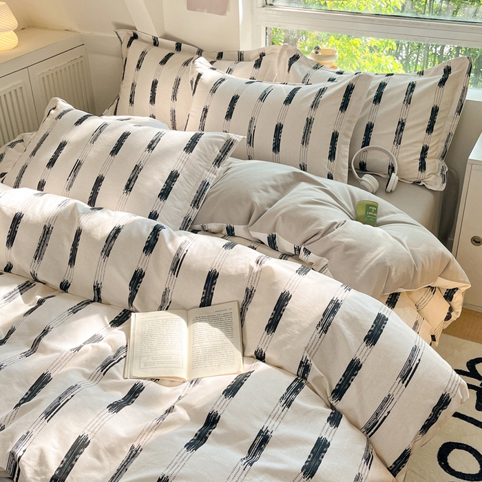 91家纺网 家纺一手货源 找家纺 涵宸家纺 2024新款加厚全棉磨毛印花四件套--罗马系列 D简格