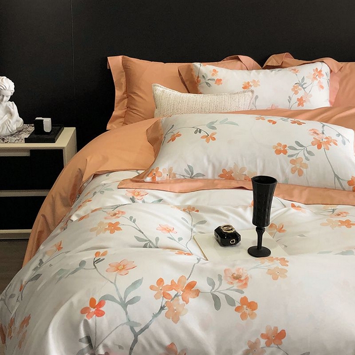 91家纺网 家纺一手货源 找家纺 金麦家纺 2024新款全棉数码印花四件套系列 兰俏