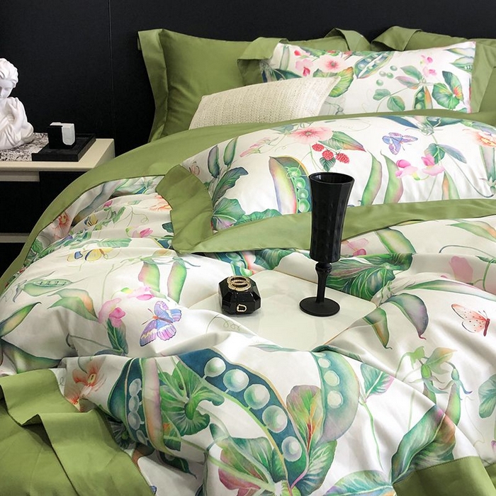 91家纺网 家纺一手货源 找家纺 金麦家纺 2024新款全棉数码印花四件套系列 夏语