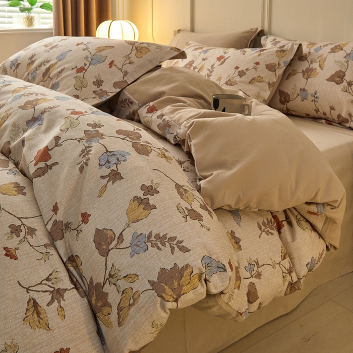 91家纺网 家纺一手货源 找家纺 涵宸家纺 2024新款加厚全棉磨毛印花四件套--罗马系列 F浮影