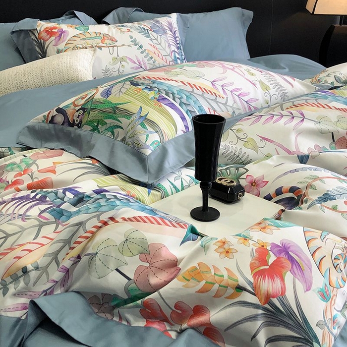 91家纺网 家纺一手货源 找家纺 金麦家纺 2024新款全棉数码印花四件套系列 盛夏