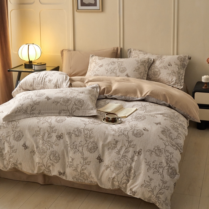 91家纺网 家纺一手货源 找家纺 涵宸家纺 2024新款加厚全棉磨毛印花四件套--罗马系列 F漫春