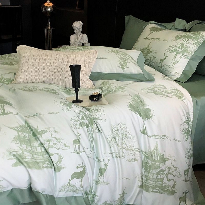 91家纺网 家纺一手货源 找家纺 金麦家纺 2024新款全棉数码印花四件套系列 洛卡