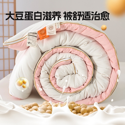 91家纺网 家纺一手货源 找家纺 （总）美丽折家纺 2025母婴级A类原棉提花双拼大豆被拉链款二合一四季款子母被春秋被冬被