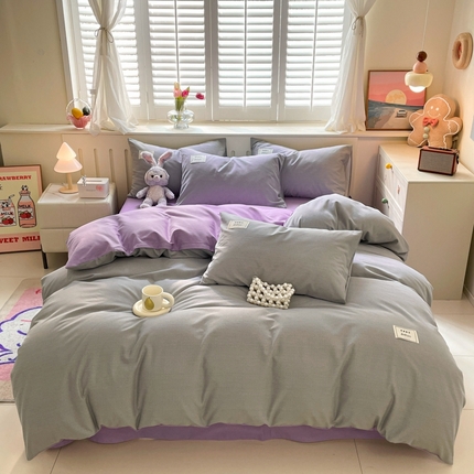 91家纺网 家纺一手货源 找家纺 （总）韩后家纺 2025新款原棉磨毛加厚双拼四件套