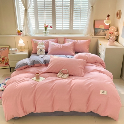 91家纺网 家纺一手货源 找家纺 （总）韩后家纺 2025新款原棉磨毛加厚双拼四件套