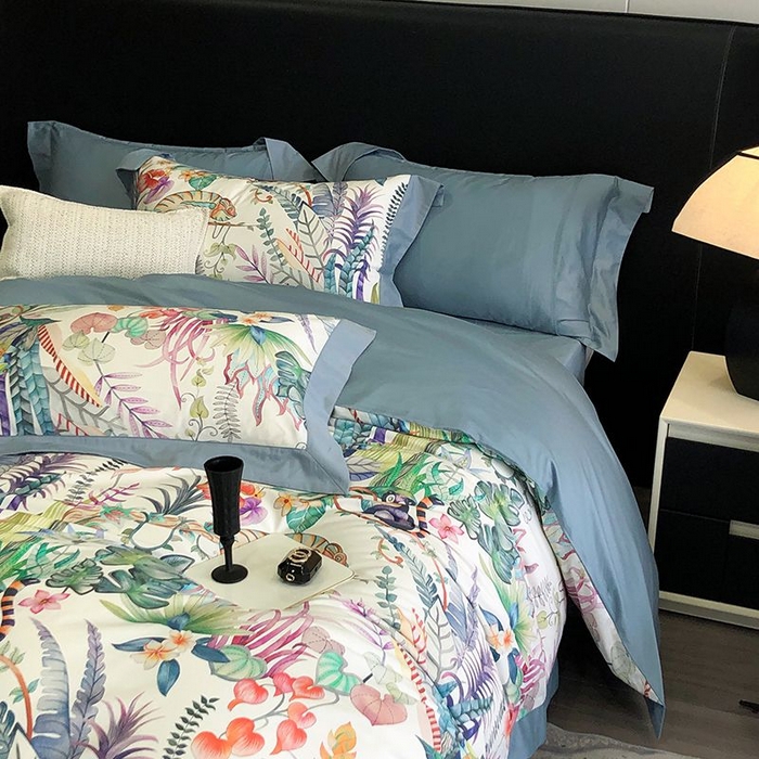 91家纺网 家纺一手货源 找家纺 金麦家纺 2024新款全棉数码印花四件套系列 盛夏