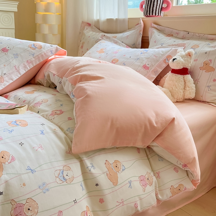 91家纺网 家纺一手货源 找家纺 涵宸家纺 2024新款加厚全棉磨毛印花四件套--罗马系列 A萌趣小狗