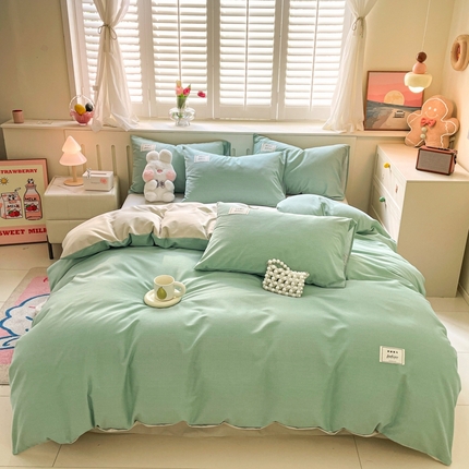 91家纺网 家纺一手货源 找家纺 （总）韩后家纺 2025新款原棉磨毛加厚双拼四件套