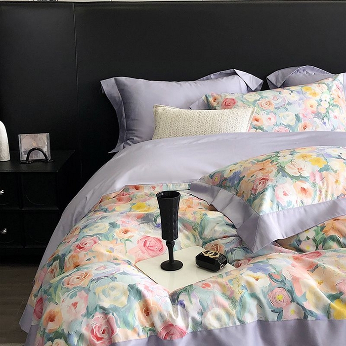 91家纺网 家纺一手货源 找家纺 金麦家纺 2024新款全棉数码印花四件套系列 花香悠然