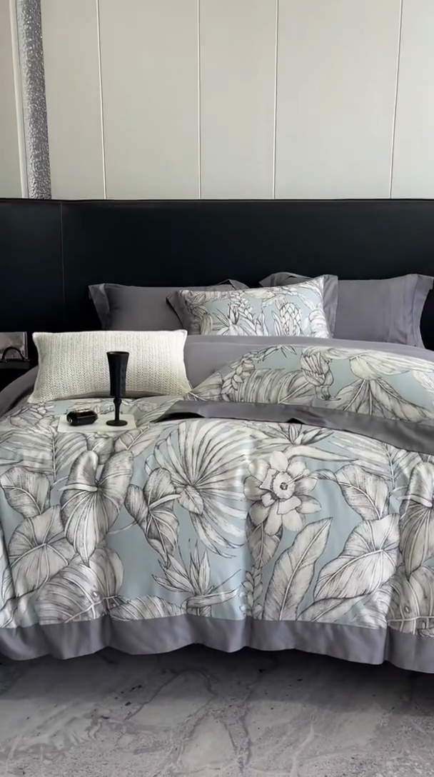 91家纺网 家纺一手货源 找家纺 金麦家纺 2024新款全棉数码印花四件套系列 花期如梦