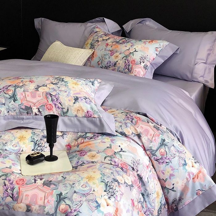 91家纺网 家纺一手货源 找家纺 金麦家纺 2024新款全棉数码印花四件套系列 花团锦簇