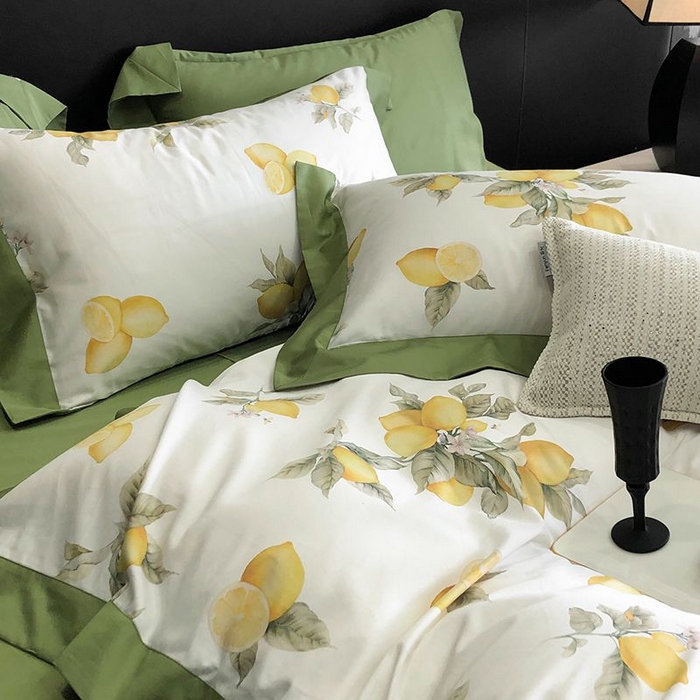 91家纺网 家纺一手货源 找家纺 金麦家纺 2024新款全棉数码印花四件套系列 绿意