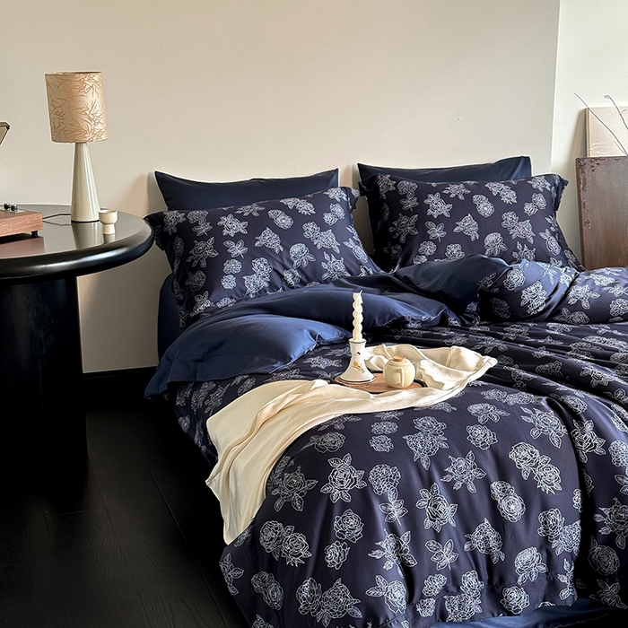 91家纺网 家纺一手货源 找家纺 （总）窝米 2024新款数码印花100支埋绳工艺款四件套-青花瓷