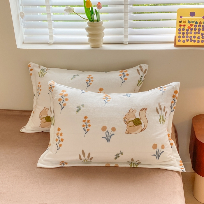 91家纺网 家纺一手货源 找家纺 沐慕 2024新款200g加厚牛奶绒四件套 田园松鼠