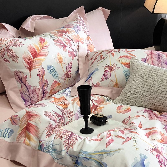 91家纺网 家纺一手货源 找家纺 金麦家纺 2024新款全棉数码印花四件套系列 梦田