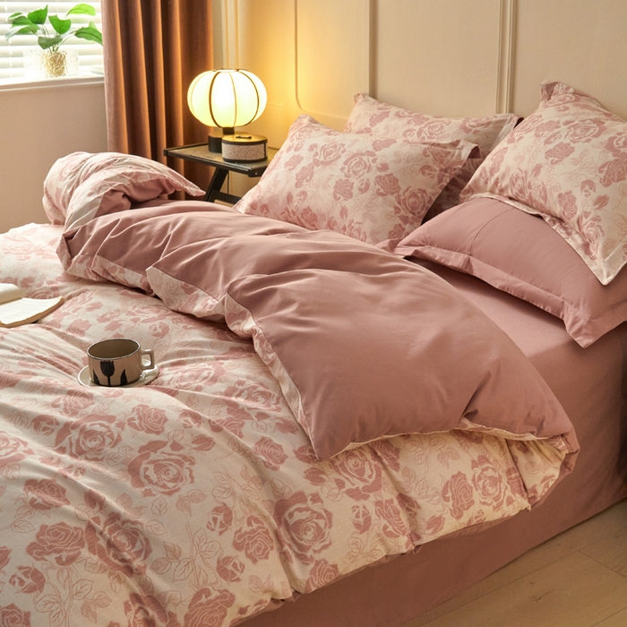 91家纺网 家纺一手货源 找家纺 涵宸家纺 2024新款加厚全棉磨毛印花四件套--罗马系列 F花束