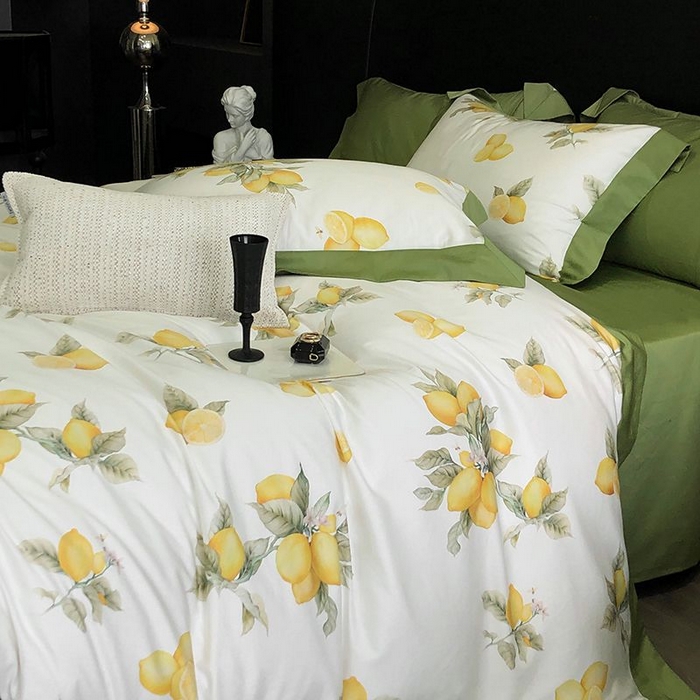 91家纺网 家纺一手货源 找家纺 金麦家纺 2024新款全棉数码印花四件套系列 绿意