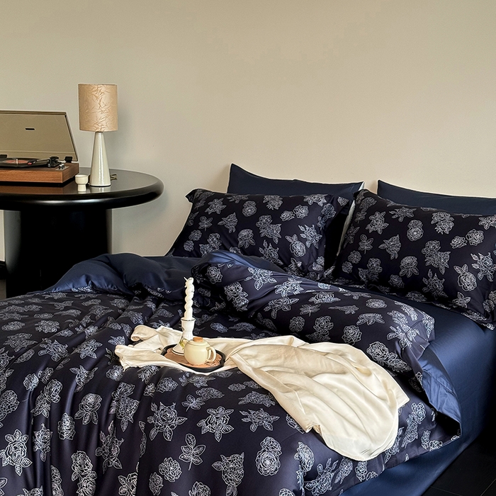 91家纺网 家纺一手货源 找家纺 （总）窝米 2024新款数码印花100支埋绳工艺款四件套-青花瓷