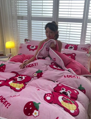 91家纺网 家纺一手货源 找家纺 （总）梦莱情 2024新款190克7斤半牛奶绒四件套