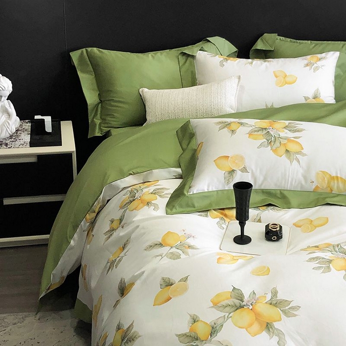 91家纺网 家纺一手货源 找家纺 金麦家纺 2024新款全棉数码印花四件套系列 绿意