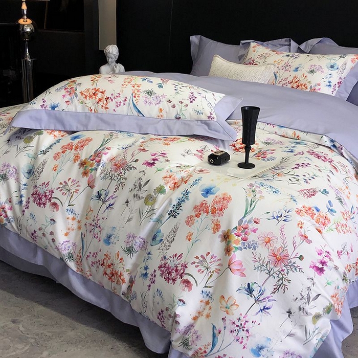 91家纺网 家纺一手货源 找家纺 金麦家纺 2024新款全棉数码印花四件套系列 曼妮