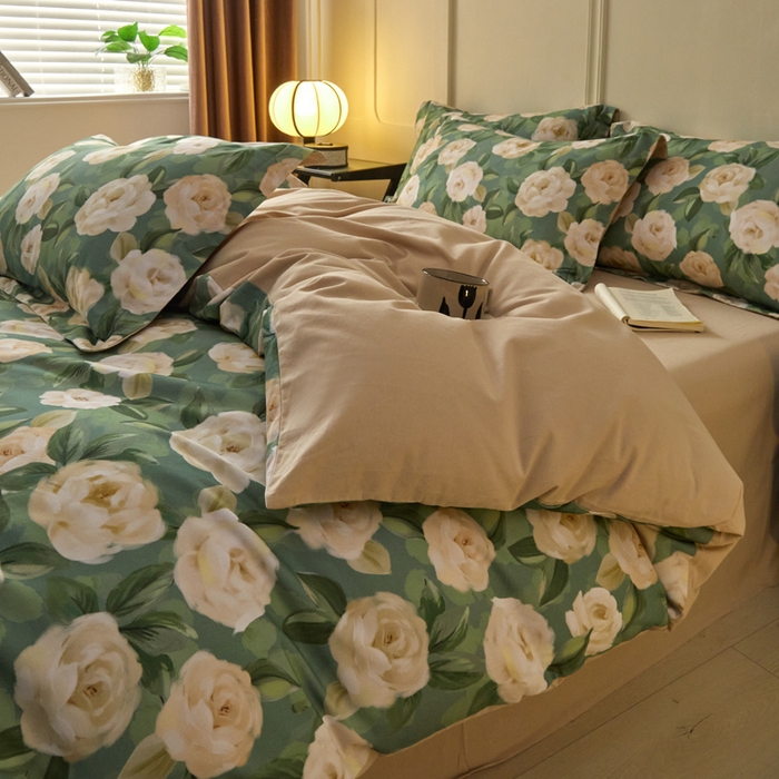 91家纺网 家纺一手货源 找家纺 涵宸家纺 2024新款加厚全棉磨毛印花四件套--罗马系列 F花田