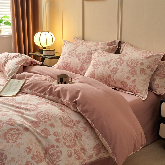 91家纺网 家纺一手货源 找家纺 涵宸家纺 2024新款加厚全棉磨毛印花四件套--罗马系列 F花束