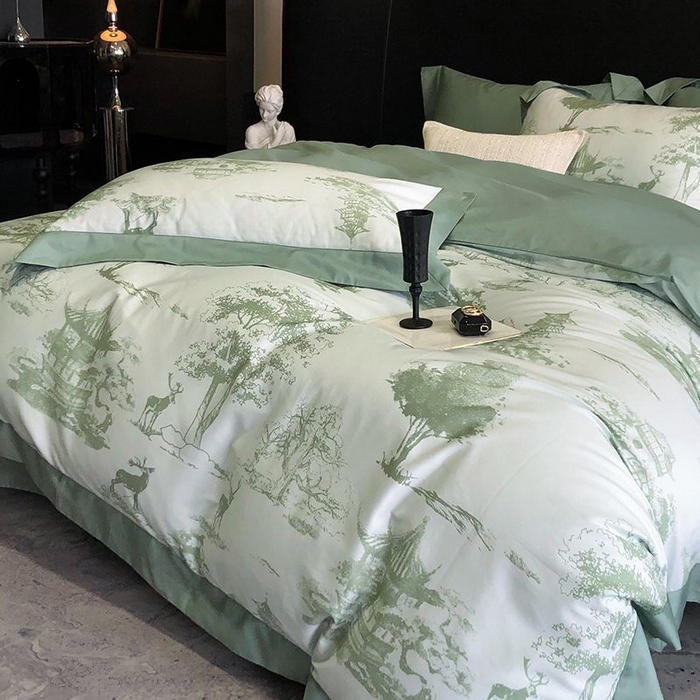 91家纺网 家纺一手货源 找家纺 金麦家纺 2024新款全棉数码印花四件套系列 洛卡