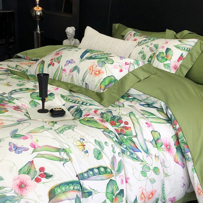 91家纺网 家纺一手货源 找家纺 金麦家纺 2024新款全棉数码印花四件套系列 夏语