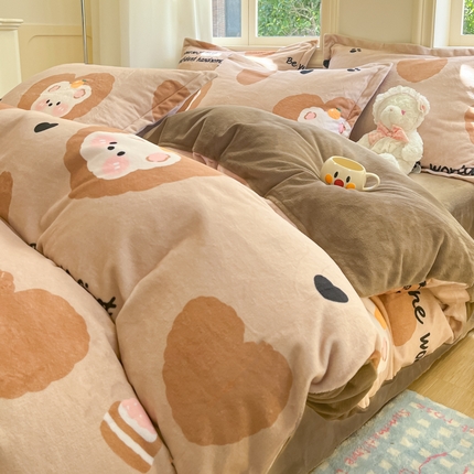 91家纺网 家纺一手货源 找家纺 （总）沐慕 2024新款200g加厚牛奶绒四件套