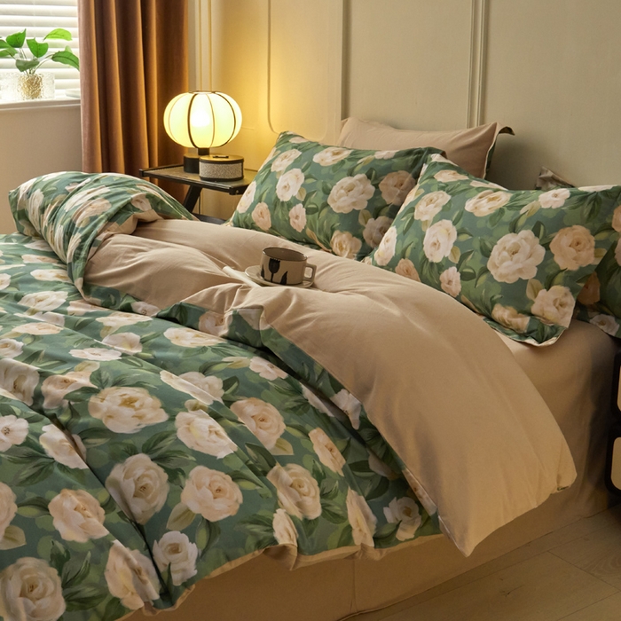 91家纺网 家纺一手货源 找家纺 涵宸家纺 2024新款加厚全棉磨毛印花四件套--罗马系列 F花田