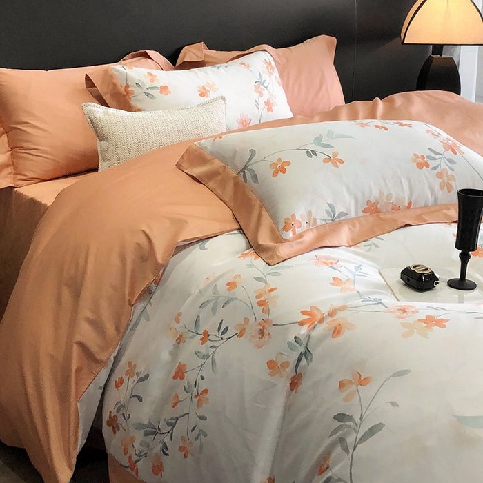 91家纺网 家纺一手货源 找家纺 金麦家纺 2024新款全棉数码印花四件套系列 兰俏